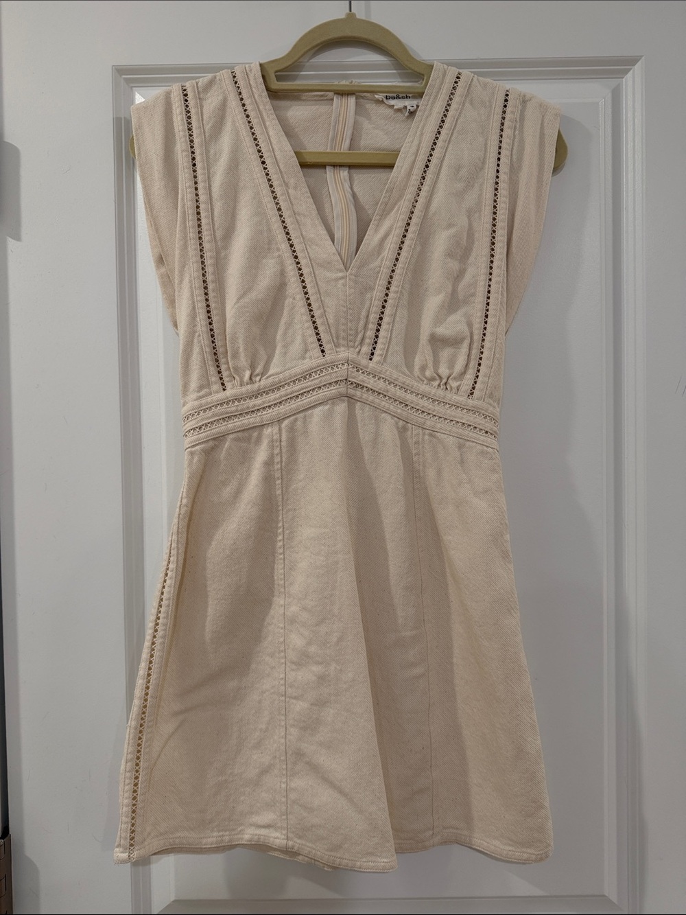 ba&sh Eyelet Cream Denim Mini Dress